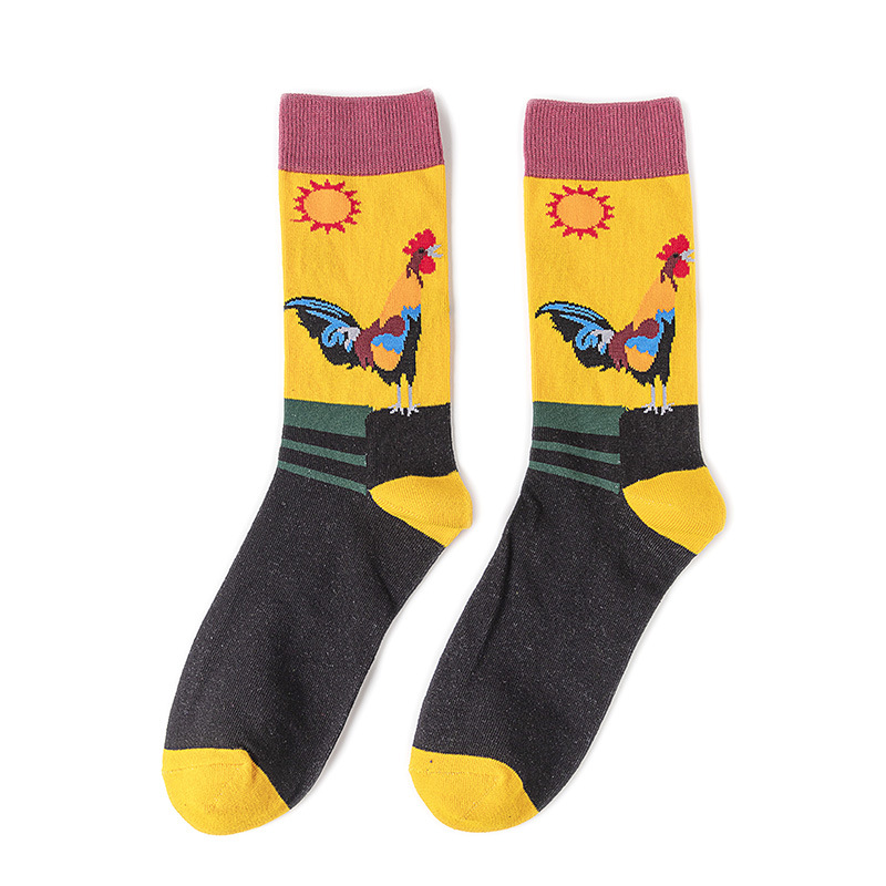 Cartoon Penguin Pattern Tide Socks Male Personality Wild Street Crew Cotton Socks